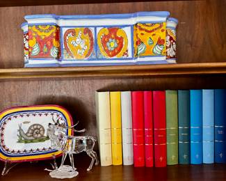 Portugal pottery, Swarovski Crystal animals, Books
