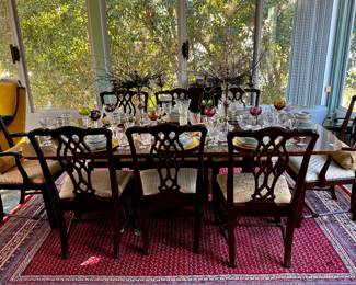 White Furniture Dining Table with leaves and 8 chairs