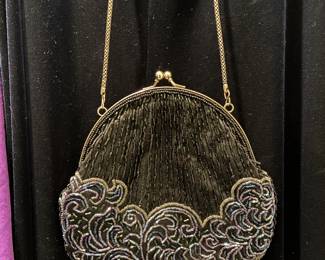vintage La Regale black beaded evening bag