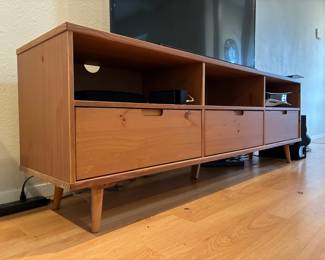 MCM-style solid wood TV stand with 3 Drawers