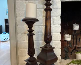 Vintage large wooden candlesticks
