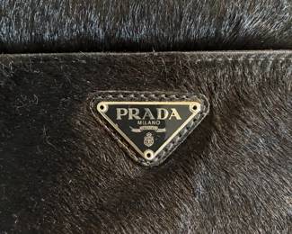 Prada black pony hair shoulder bag