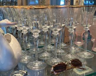 Gold Trimmed Clear Stemware