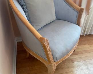 Accent Arm Chair W/ Blue Upholstered Cushions