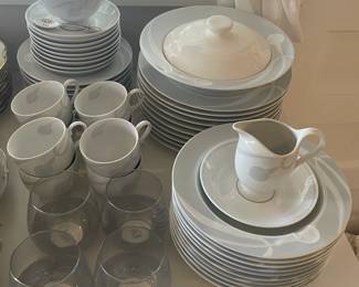 Large "Classic Flair Gray" By Mikasa China Set