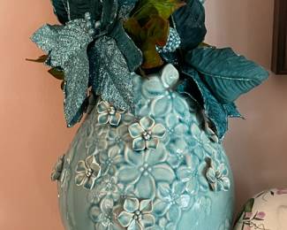 Oversized Blue Floral Vase