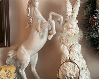 Large Unicorn & Bunny Figurine