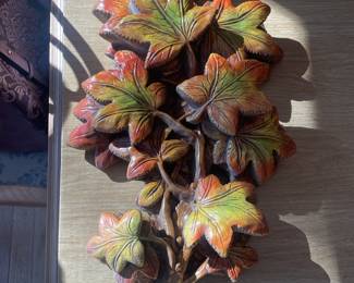 Large Plaster Leaf Branch Wall Hanging