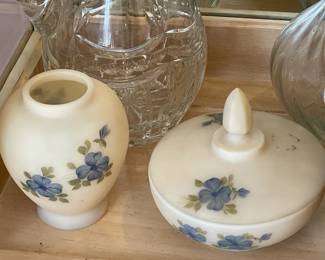 Fenton Painted Vase & Covered Bowl