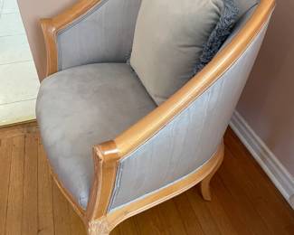 Accent Arm Chair W/ Blue Upholstered Cushions