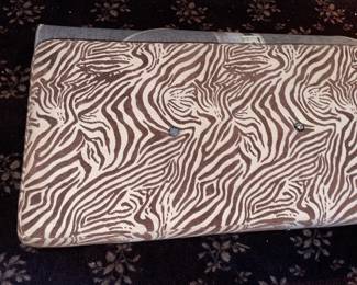 Zebra Pattern Upholstered Storage Bench