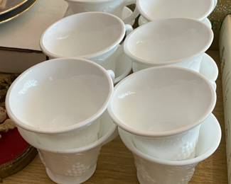Vintage Milk Glass Handled Cups