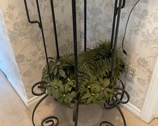 AWESOME & HEAVY Antique Cast Iron 3 Tier Light-Up Plant Stand