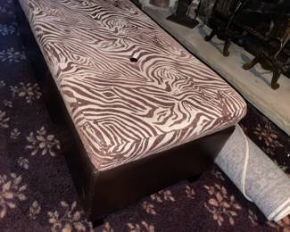 Zebra Pattern Upholstered Storage Bench