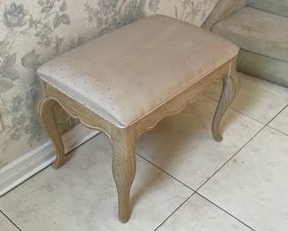Blonde Wood Upholstered Ottoman - 2 Available (Drexel Heritage)