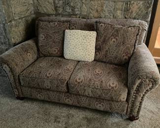 Upholstered Love Seat W/ Nail Head Trim