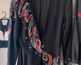 FABULOUS Clothing Collection Featuring Many Vintage Pieces From The 1980s Like.....Western Wear, Velvet Smoking Jackets, Corduroy Pants, Colorful Pant Suits, Snakeskin Sweaters, Rhinestoned & Bedazzled Blazers, Bell Bottom Dresses, & MORE! 