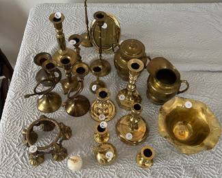 L1 - $40 Brass LOT of Candlesticks & Decor. Take all for $40.