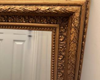 H9 - $60. Large Gold Framed Mirror. Measures 23.5" x 27.5". Can be hung either direction.