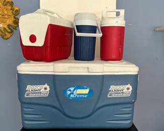 L30 - $15 Cooler LOT. Large Coleman Xtreme, lunch cooler, 2 water jugs.