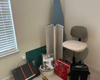 L53 - $20 Crafting LOT. Office Chair, Paper Shredder, Paper Cutter, Rotary Cutting Mat etc.