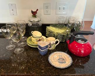 L48 - $30. Spode Glasses, Kitchen Aid Kettle LOT.