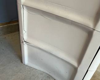 L28 - $5. 4 Drawer Plastic Storage Cabinet - with cracks on the side. Still works.