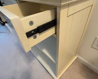 H4 - $50. Media Cabinet / Office Storage Unit. Measures 48" x 15" x 29.5" tall. Has 3 drawers that all slide.