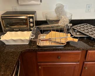 L45 - $25. Toaster Oven, Electric Griddle Baking Dishes, Punch Bowl LOT. All for $25.