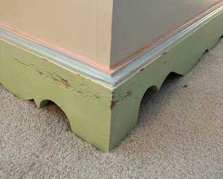 H12 - $30. Vintage Wooden Painted Toy Box / Storage Box. Measures 32.5" x 22" x 15.5" tall.