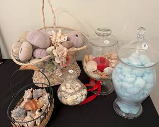 L32 - $25 Lot of Shells & Lidded Glass Containers.