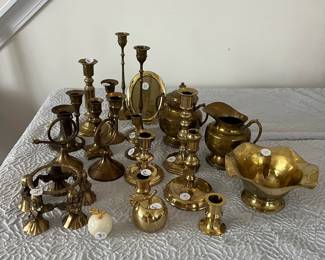 L1 - $40 Brass LOT of Candlesticks & Decor. Take all for $40.