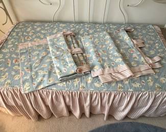 H1 - $150. Twin Size Trundle Bed. Iron Frame with brass accents. Includes linens and 2 clean twin mattresses if you'd like them! Measures 82.5" x 41" x 43" tall.