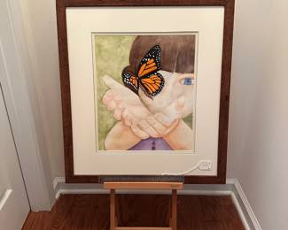 H20 - $50. Original Watercolor "My Butterfly". Framed it measures 23" x 26".