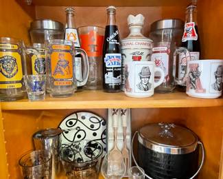 Sports collectibles, bar ware 