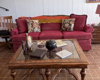 Sofa & glass top coffee table 