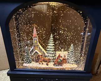 Raz Imports Glitter Snow Globe Lantern with Christmas Village Scene