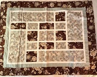 Handmade Reversible Quilt with Floral and Cross Motif