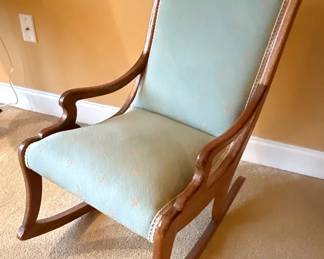 Antique Upholstered Walnut Rocking Chair