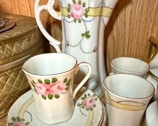 Vintage HandPainted Floral Chocolate Set