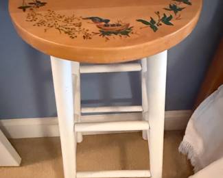 HandPainted Wooden Bar Stool with Bird Motif
