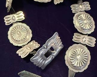Vintage Navajo Sterling Silver Second Phase Concho Belt