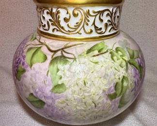 Vintage JPL Limoges France HandPainted Lilac Vase