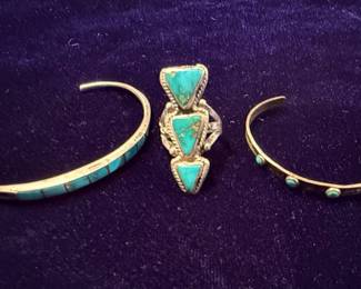 Native American Sterling Silver and Turquoise Collection 