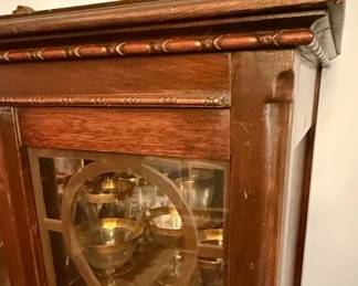 Antique Walnut China Cabinet with Cabriole Legs and Decorative Molding 