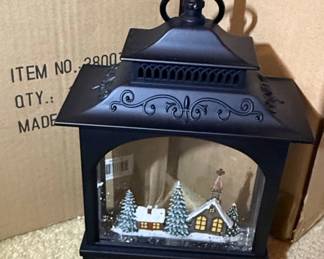 Raz Imports Glitter Snow Globe Lantern with Christmas Village Scene second image