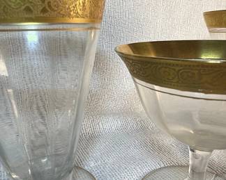 Set of Three TiffinFranciscan Minton Optic Gold Encrusted Glassware Pieces second image