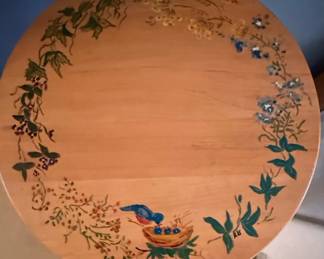 HandPainted Wooden Bar Stool with Bird Motif 