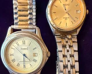 Stauer GoldTone Watch and Seiko Sports Quartz Watch