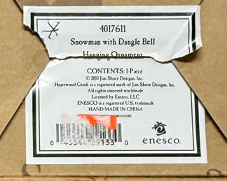 Jim Shore Snowman with Dangle Bell Hanging Ornament  